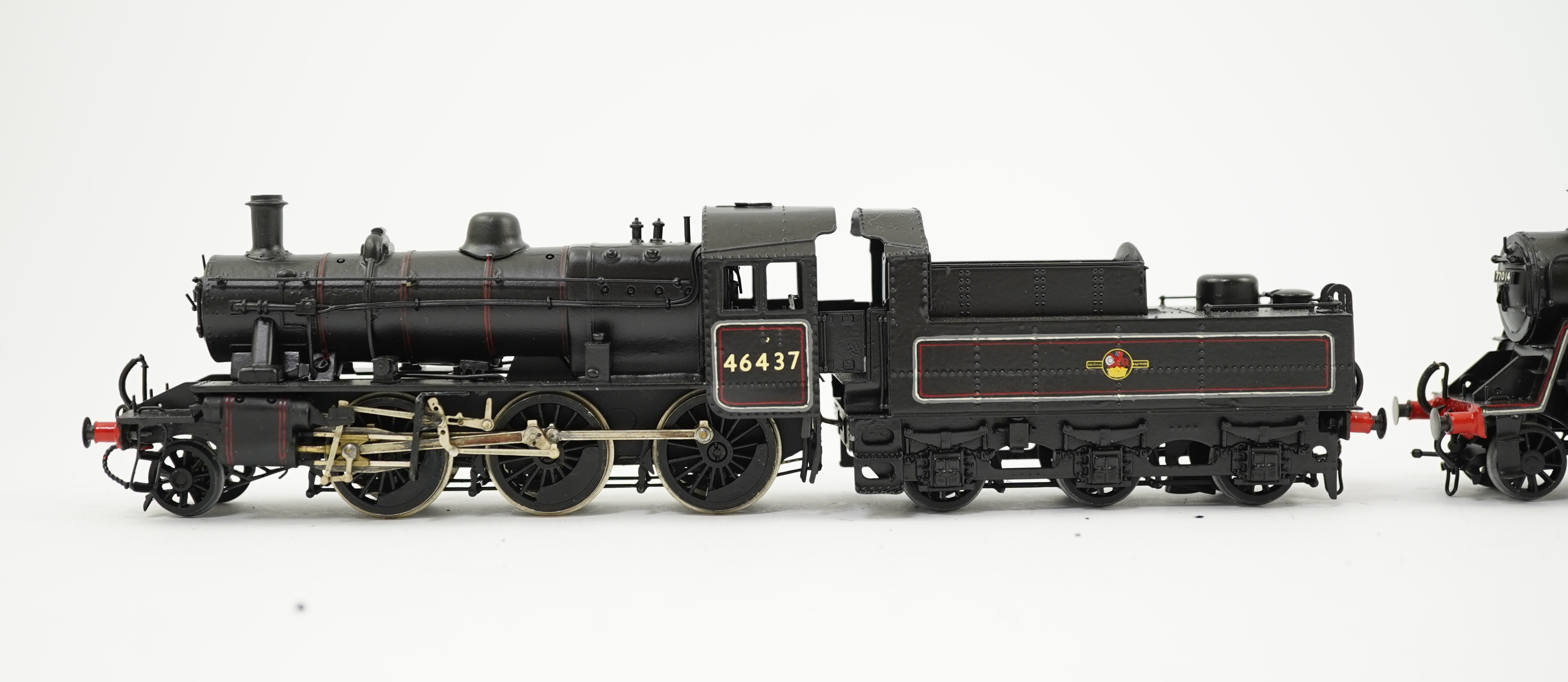 Two 00 gauge brass and white metal kit built BR tender locomotives; a Standard Class 2 2-6-0, 46437, together with a Standard Class 3 2-6-0, 77014, constructed, painted and lined to a high standard, both motored for two